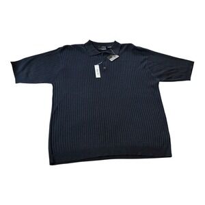 J. Ferrar Mens XL 100% Silk Knit Polo Shirt‎ Ribbed Short Sleeve